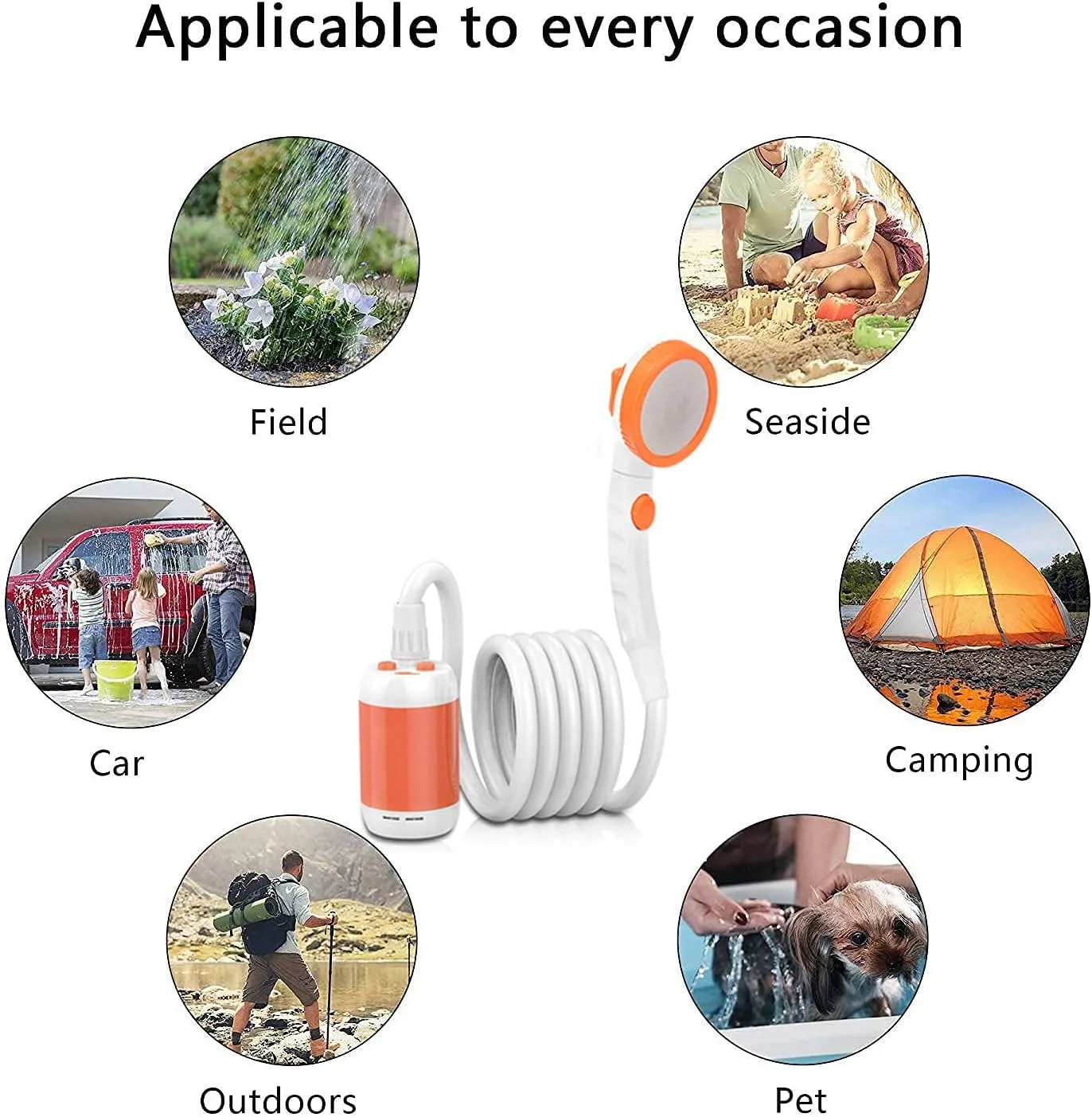 Iron Hammer Portable Shower Electric Shower Camping Shower Built-in 5000mAh Large Capacity Rechargeable Battery-Powered Shower for Indoor or Outdoor Showering Car Washing Pet Bathing