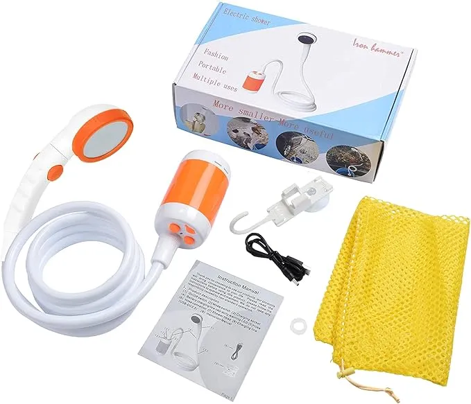 Iron Hammer Portable Shower Electric Shower Camping Shower Built-in 5000mAh Large Capacity Rechargeable Battery-Powered Shower for Indoor or Outdoor Showering Car Washing Pet Bathing