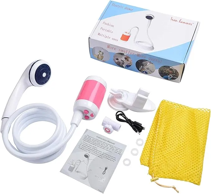 Iron Hammer Portable Shower Electric Shower Camping Shower with Shower Head Shut OFF Valve