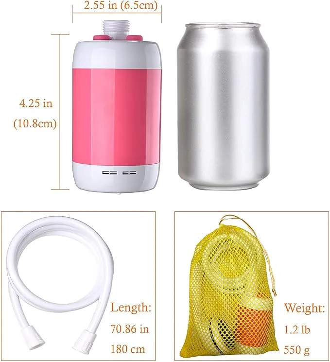 Iron Hammer Portable Shower Electric Shower Camping Shower with Shower Head Shut OFF Valve