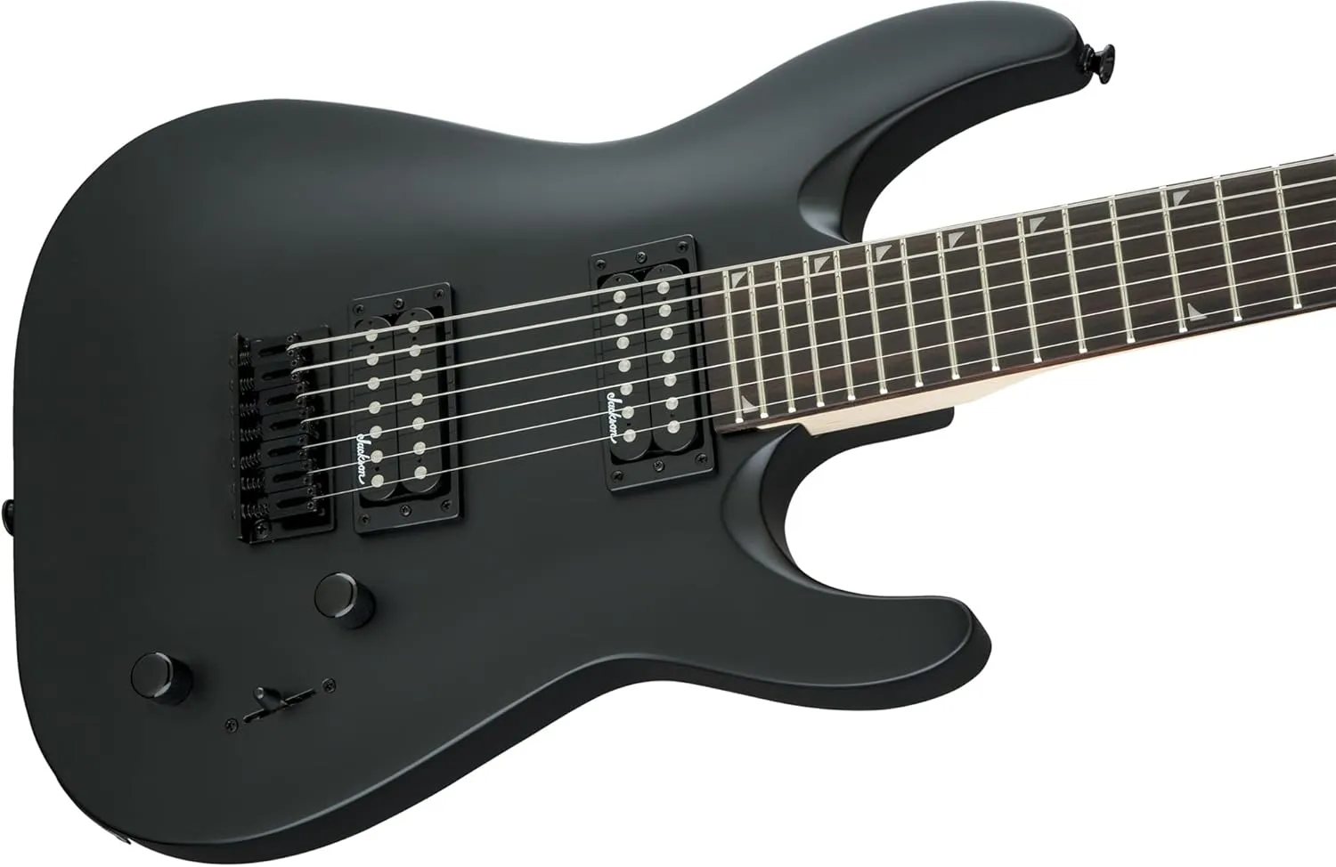 Jackson Dinky Arch Top JS22-7 DKA HT Electric Guitar - Satin Black Bundle with Cable, Tuner, Strap, Picks, and Austin Bazaar Instructional DVD