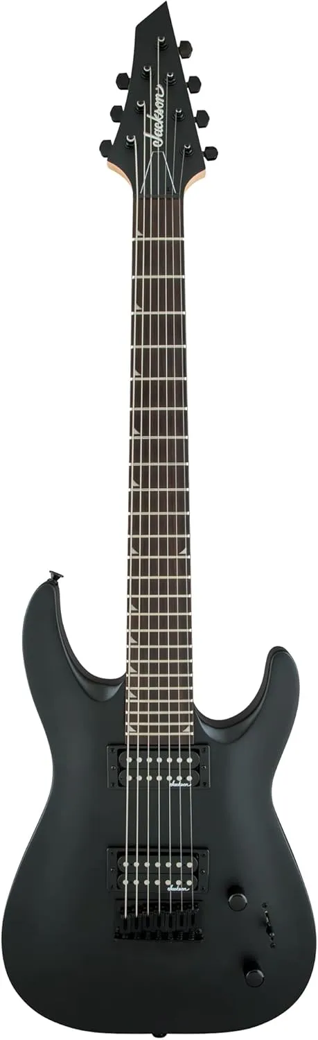 Jackson Dinky Arch Top JS22-7 DKA HT Electric Guitar - Satin Black Bundle with Cable, Tuner, Strap, Picks, and Austin Bazaar Instructional DVD