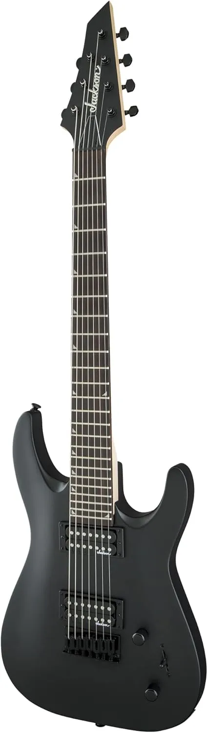 Jackson Dinky Arch Top JS22-7 DKA HT Electric Guitar - Satin Black Bundle with Cable, Tuner, Strap, Picks, and Austin Bazaar Instructional DVD