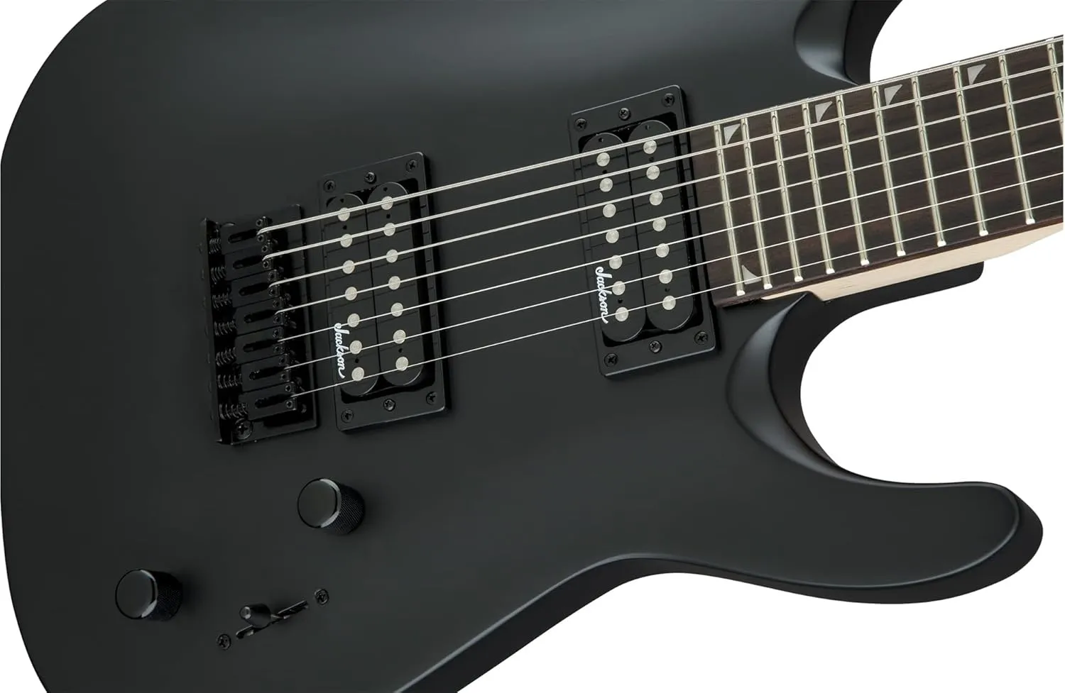 Jackson Dinky Arch Top JS22-7 DKA HT Electric Guitar - Satin Black Bundle with Cable, Tuner, Strap, Picks, and Austin Bazaar Instructional DVD