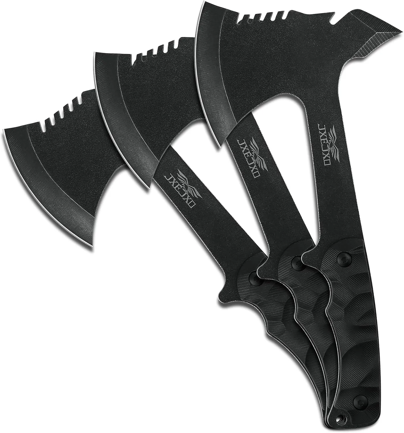 JXE JXO Throwing Axe Sets, Overall 10.2in 3Pack Throwing Tomahawk, Full Tang 420HC Stainless Steel, Design for Hawks Throwing Recreation and Competition