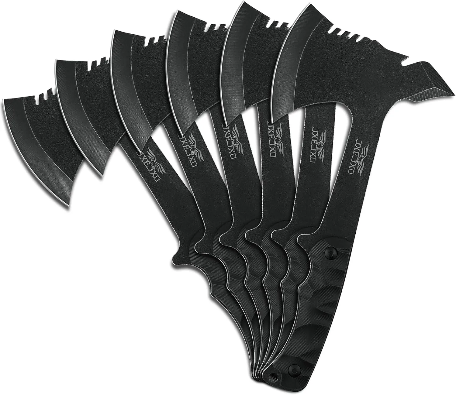 JXE JXO Throwing Axe Sets, Overall 10.2in 6Pack Throwing Tomahawk, Full Tang 420HC Stainless Steel, Design for Hawks Throwing Recreation and Competition