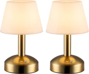 KDG Modern Cordless Small Table Lamps, Outdoor Portable Shower Waterproof LED Dimmable Desk Lamp, 5000mAh Rechargeable Battery Operated Lighting for Restaurant, Bedroom, Bathroom, Night Light (Gold)
