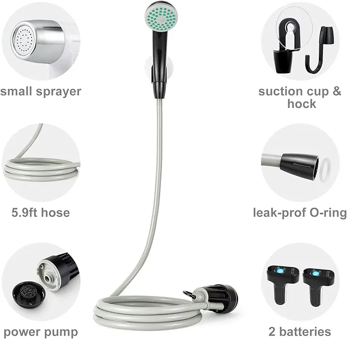 KEDSUM Portable Shower, Portable Camp Shower Pump with Rechargeable Battery, Portable Shower for Camping, Portable Outdoor Shower Head for Camping, Hiking, Traveling(  Handheld Sprayer)