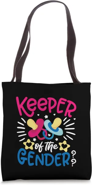 Keeper of The Gender Reveal Pacifier Baby Announcement Party Tote Bag