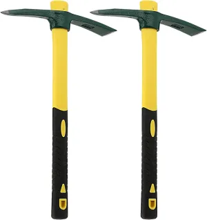 KEILEOHO 2 PCS 15 Inches Pick Mattock Hoe, Forged Weeding Garden Pick Axe with Fiberglass Handle, Weeding Mattock Hoe for Gardening, Loosening Soil, Camping