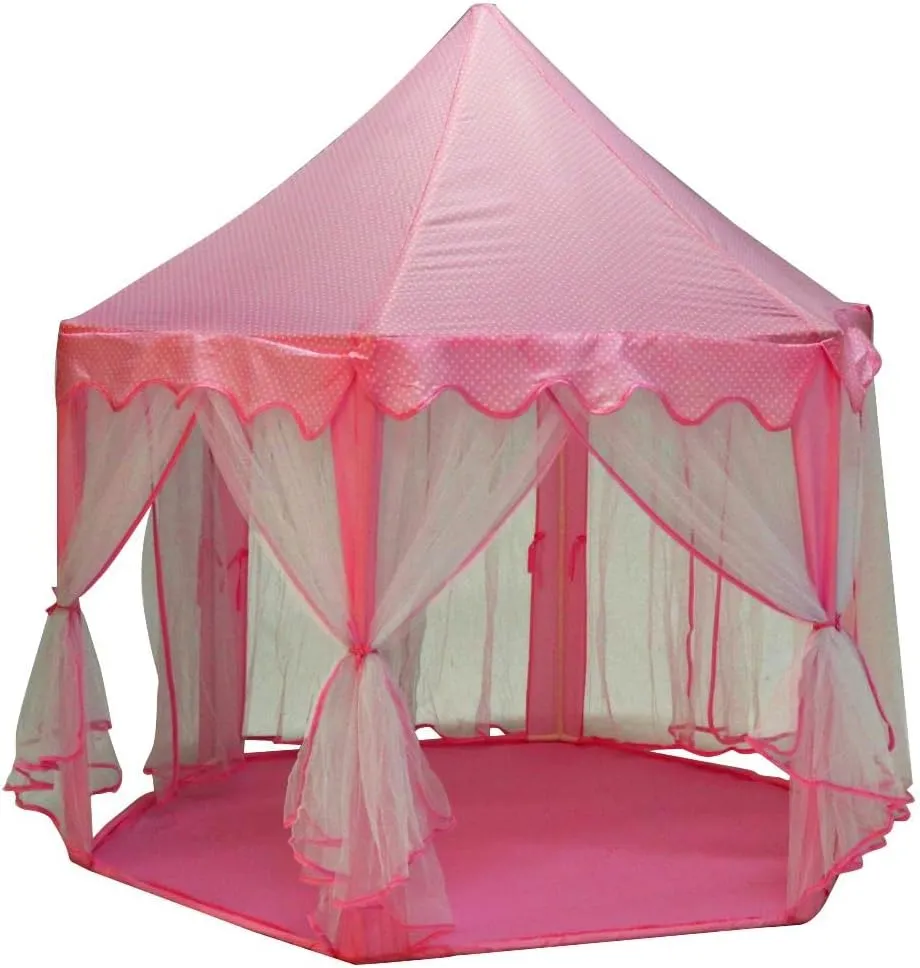 Kids Castle Play Tent for Girls Boys Indoor Outdoor Playhouse Toys Set Up Tent Folding Tunnel Camping Portable Princess Castle Play House Cubby Tent Large - Pink