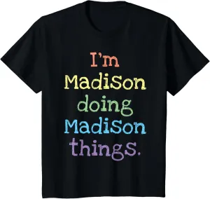 Kids Madison personalized kids design for girls pastel colors T-Shirt