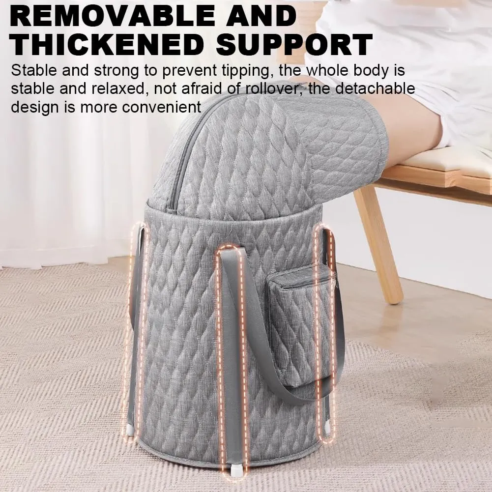 Knee Height Portable Foot Bath, Foldable Foot Soaking Bucket with Handle, Foot Spa for Men And Women, Travel Foot Bath Foot Washing Bag, Foot Care Foot Bath Bucket,Gray
