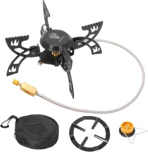 KOSHA Portable Camping Gas Stove, 12,970 BTUs Backpacking Stove with Piezo Ignition, Windproof Mini Camp Stove with Propane & Butane Adapter, Foldable Camp Equipment with Bag for Cooking