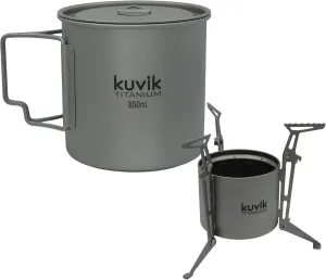 Kuvik Titanium 650ml (22 oz) Pot & Titanium Siphon Alcohol Stove Bundle
