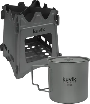 Kuvik Titanium Wood Stove & 650ml (22 oz) Titanium Pot Bundle