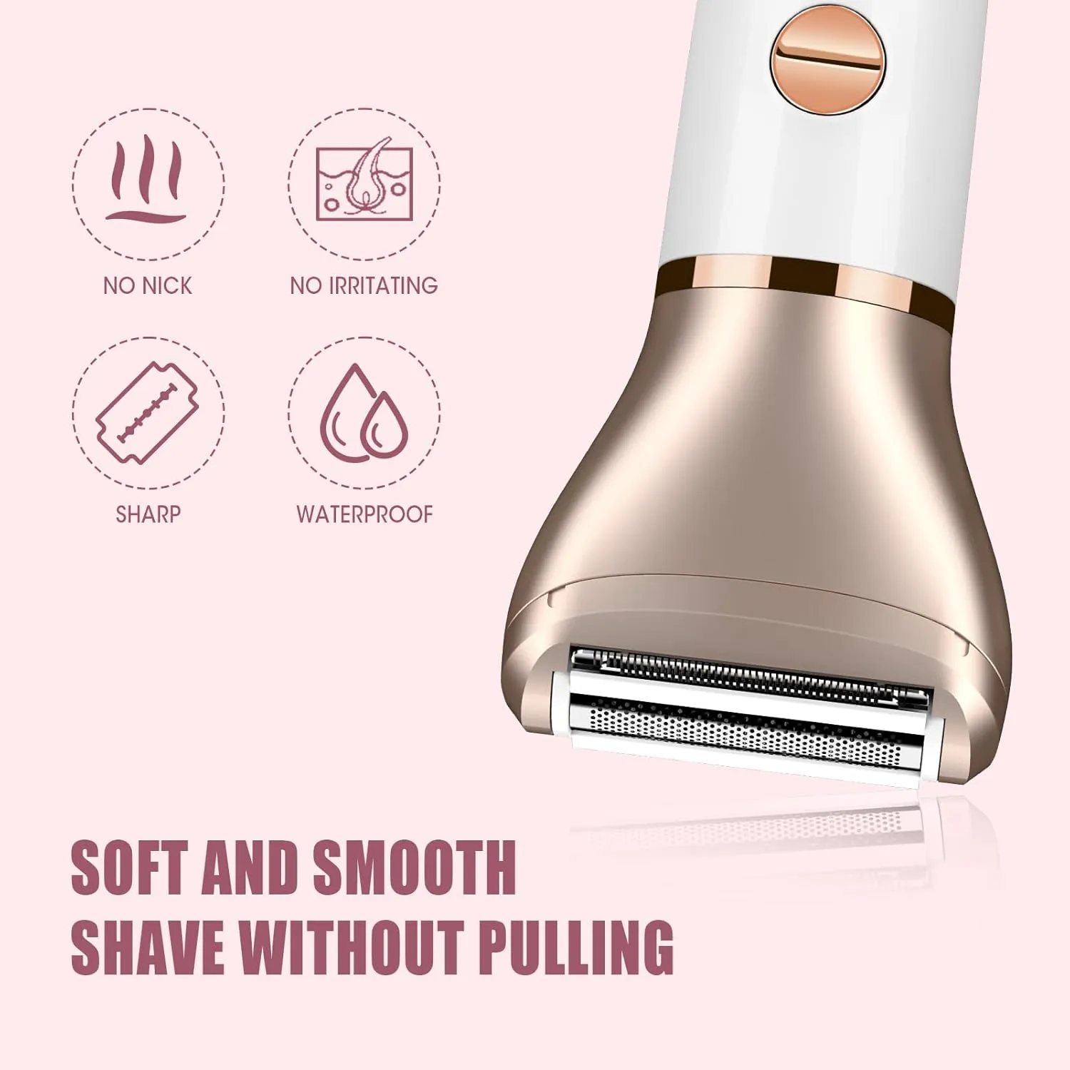 Lanumi Women Electric Razor 2 in 1 Bikini Trimmer Facial Hair Removal USB Rechargeable Body Shaver Wet Dry Pubic Hair Trimmer Lady Shaver LCD Display，Gifts for Women (White)