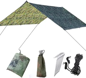 Large Camping Tent Tarp Outdoor Waterproof Hammock Rain Fly Backpacking Tent Tarp Shelter for Hiking Travel Picnic(Not Includes Poles) (Color : Camouflage Color, Size : 300 * 300CM)