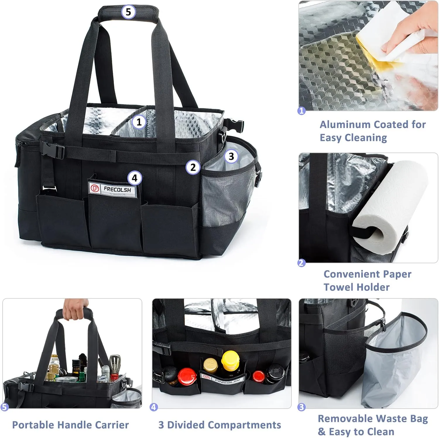 Large Grill Caddy-BBQ/Tailgating Accessories, BBQ/Camping Caddy -Blacksstone Grill Condiment Holder-Camping Gear-Grilling Bag-Camper Must Have Bag - Grilling Gifts for Men, Father's Day