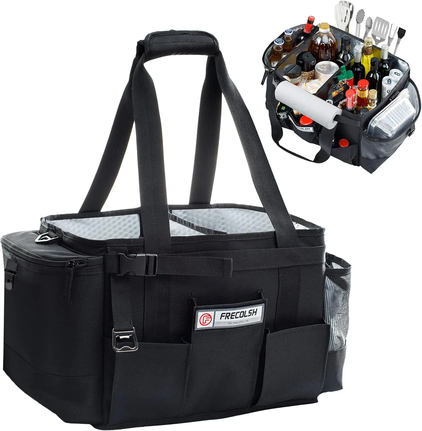 Large Grill Caddy-BBQ/Tailgating Accessories, BBQ/Camping Caddy -Blacksstone Grill Condiment Holder-Camping Gear-Grilling Bag-Camper Must Have Bag - Grilling Gifts for Men, Father's Day