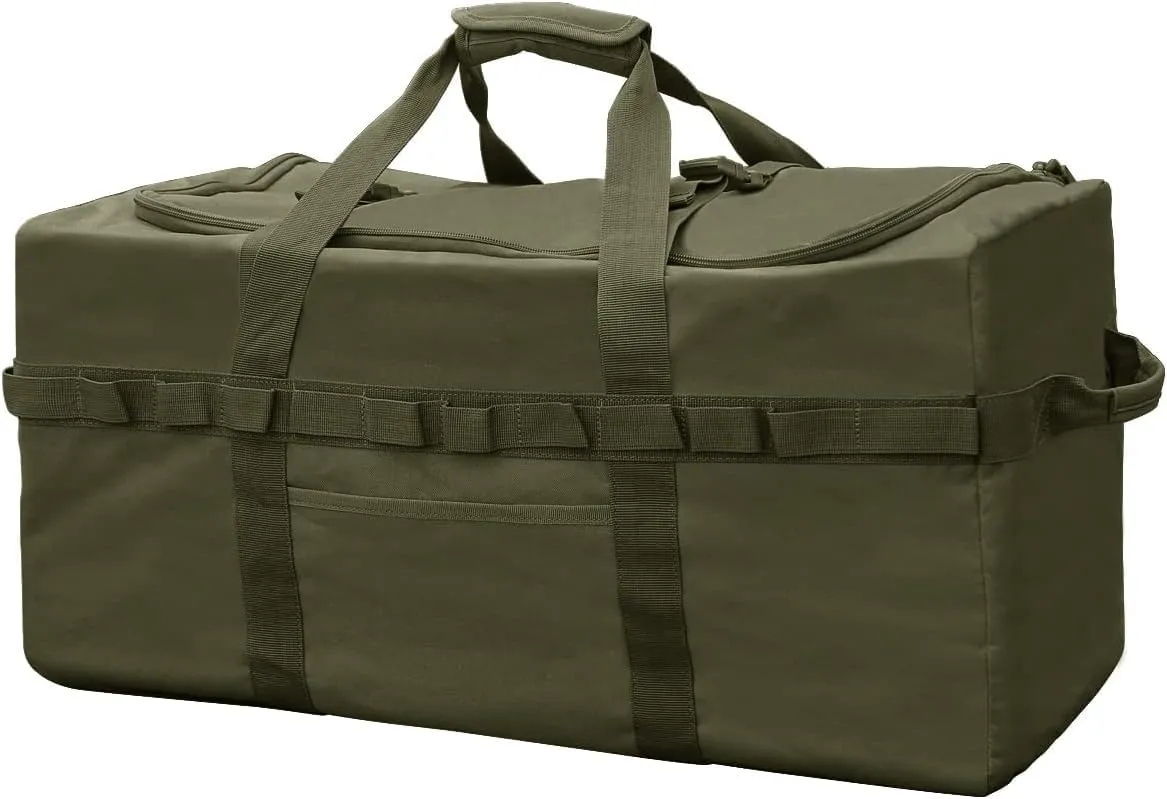 Large Military Duffle Bag Tactical Camping Storage Utility Tote Bag Camping Kitchen Organizer with Deployment Cargo Bag Travel Sports Equipment (Army Green, Medium 25.59"x13.78"x13.78")