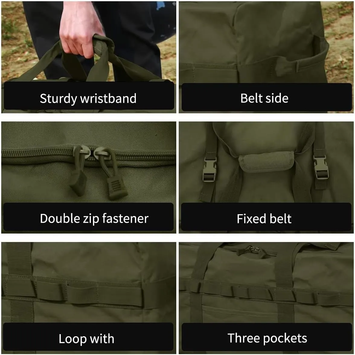 Large Military Duffle Bag Tactical Camping Storage Utility Tote Bag Camping Kitchen Organizer with Deployment Cargo Bag Travel Sports Equipment (Army Green, Medium 25.59"x13.78"x13.78")