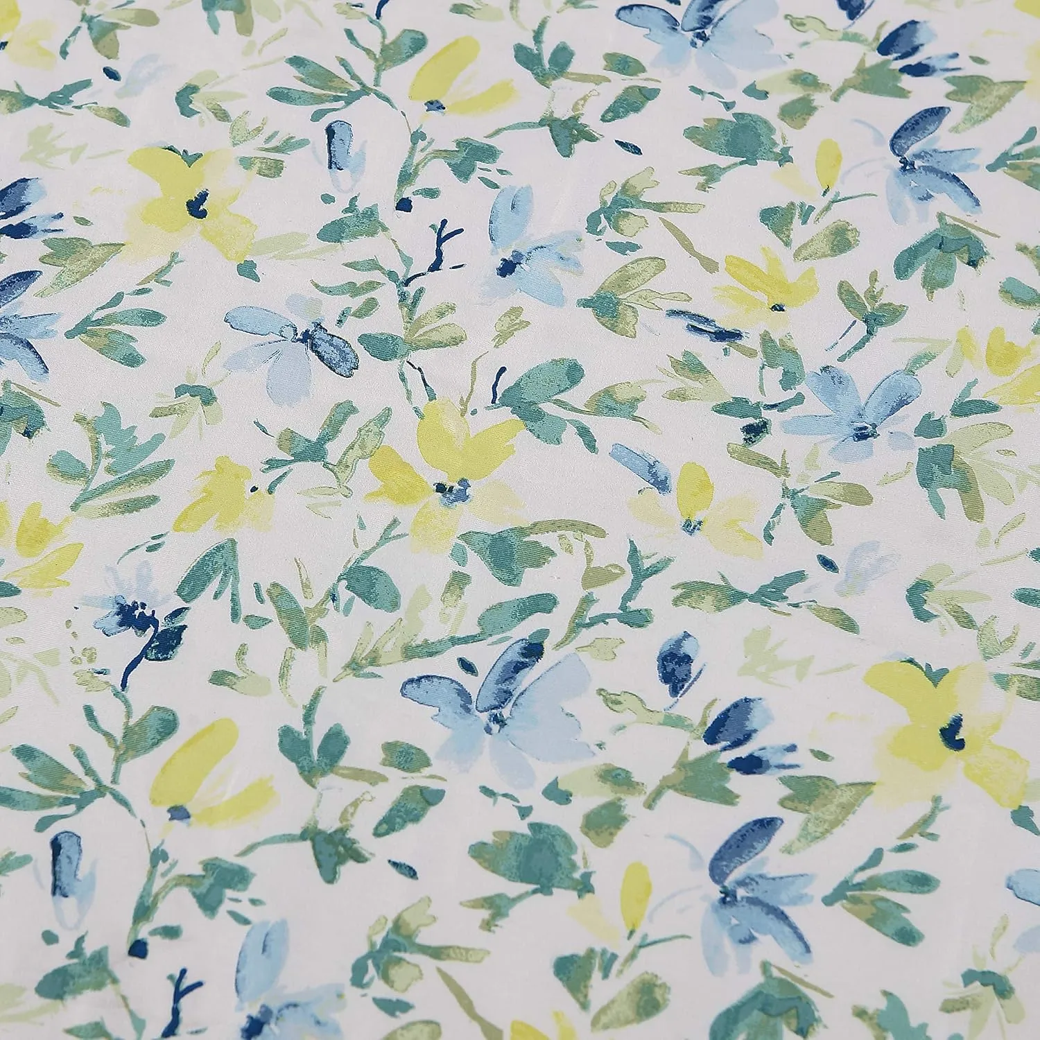 Laura Ashley - Shower Curtain, Lightweight Cotton Curtain, Floral Print, Dorm Essentials (Nora Blue, 72" x 72")