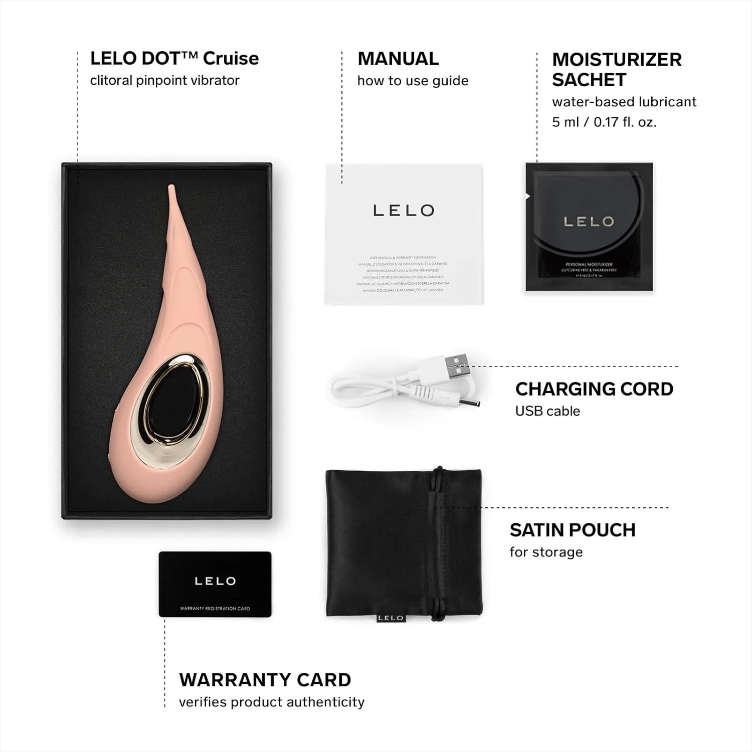 LELO DOT Cruise High Frequency Clitoral Vibrator With Elliptical Motion 8 Pinpoint Vibrator with Cruise Control Technology, Female Sex Toys, Peach Please