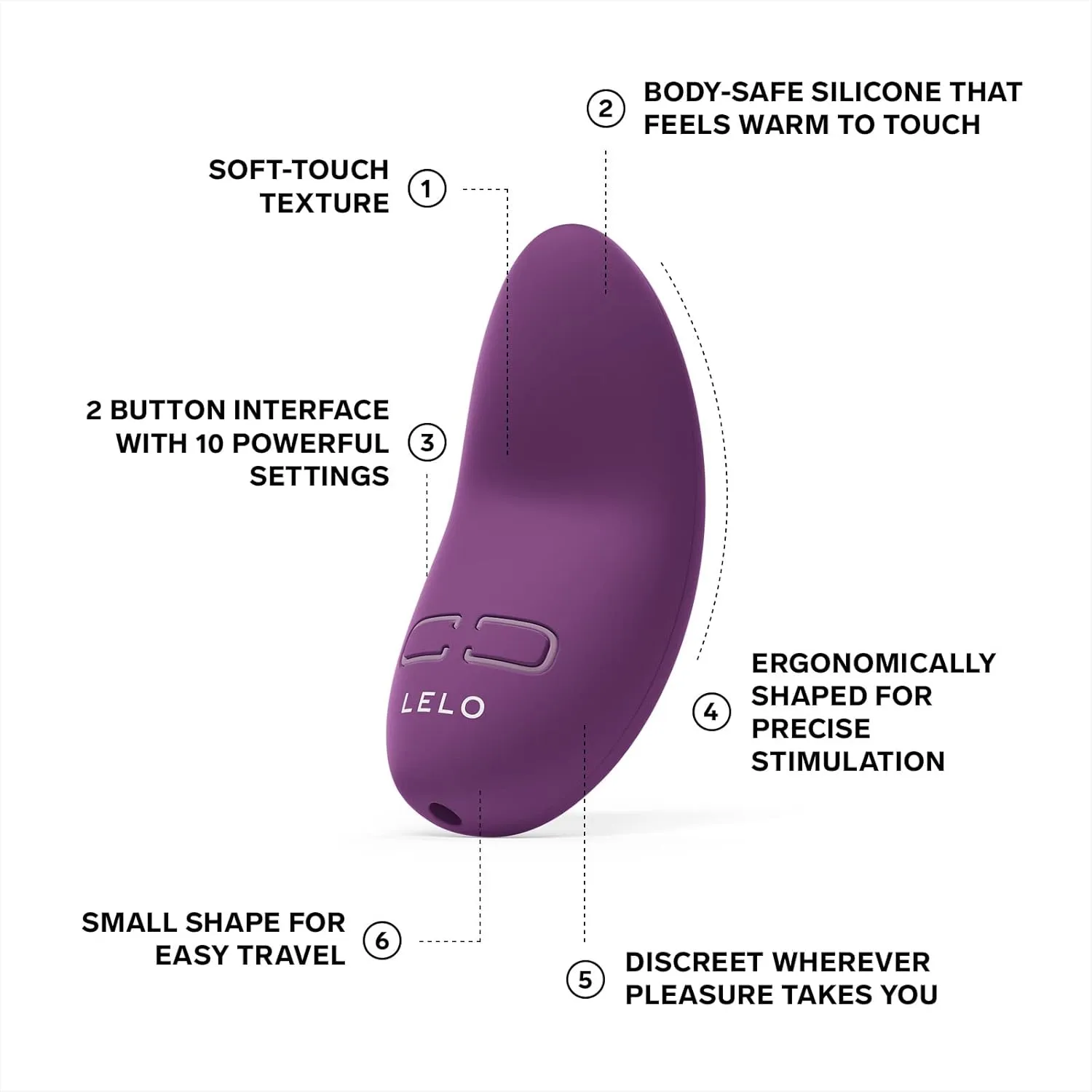 LELO Lily 3 Mini Vibrator for Women Discreet Mini Bullet Vibrator with 10 Pleasure Settings, Waterproof Design, Dark Plum