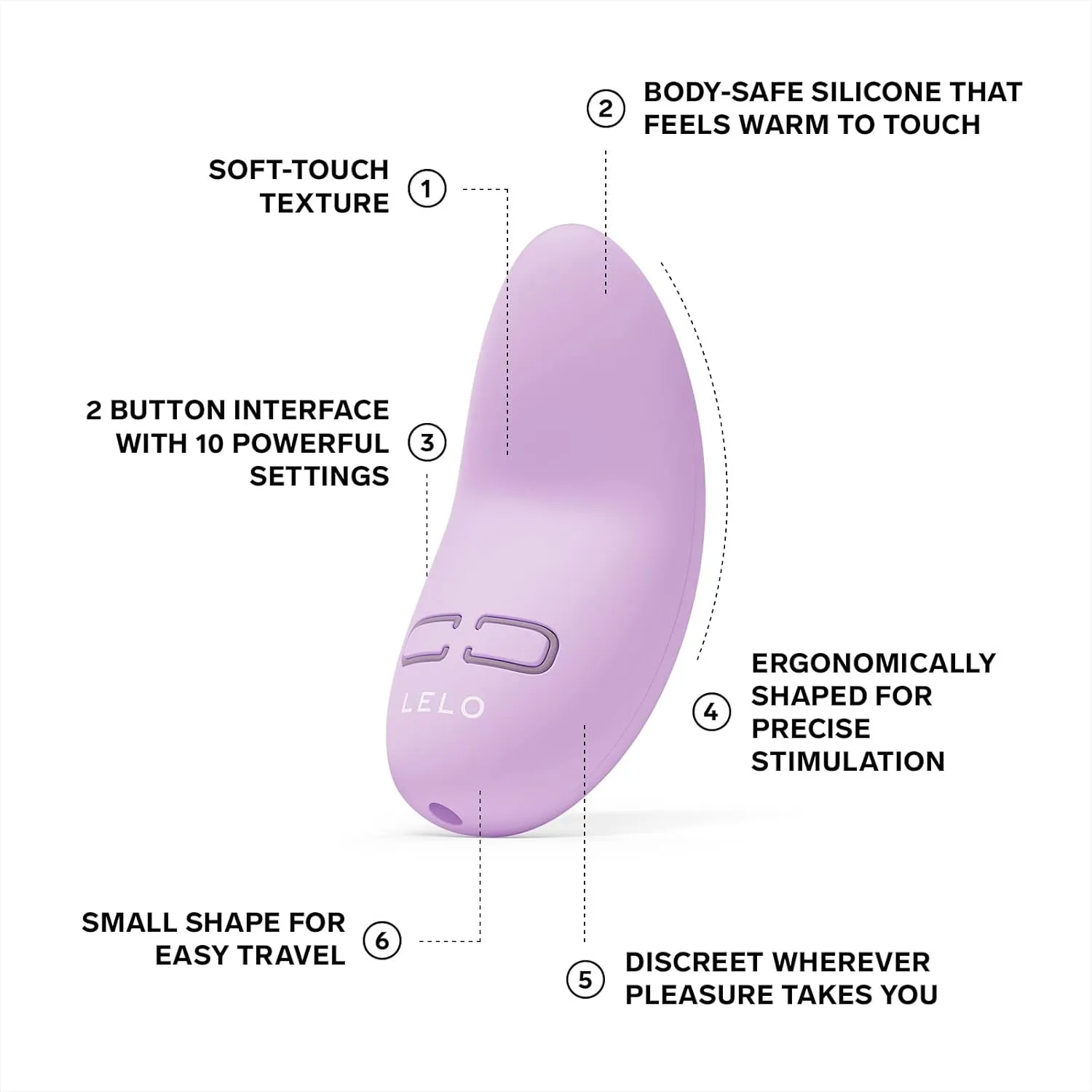 LELO Lily 3 Mini Vibrator for Women Discreet Vibrator Mini Bullet Vibrator with 10 Pleasure Settings Waterproof Vibrator Design, Calm Lavender