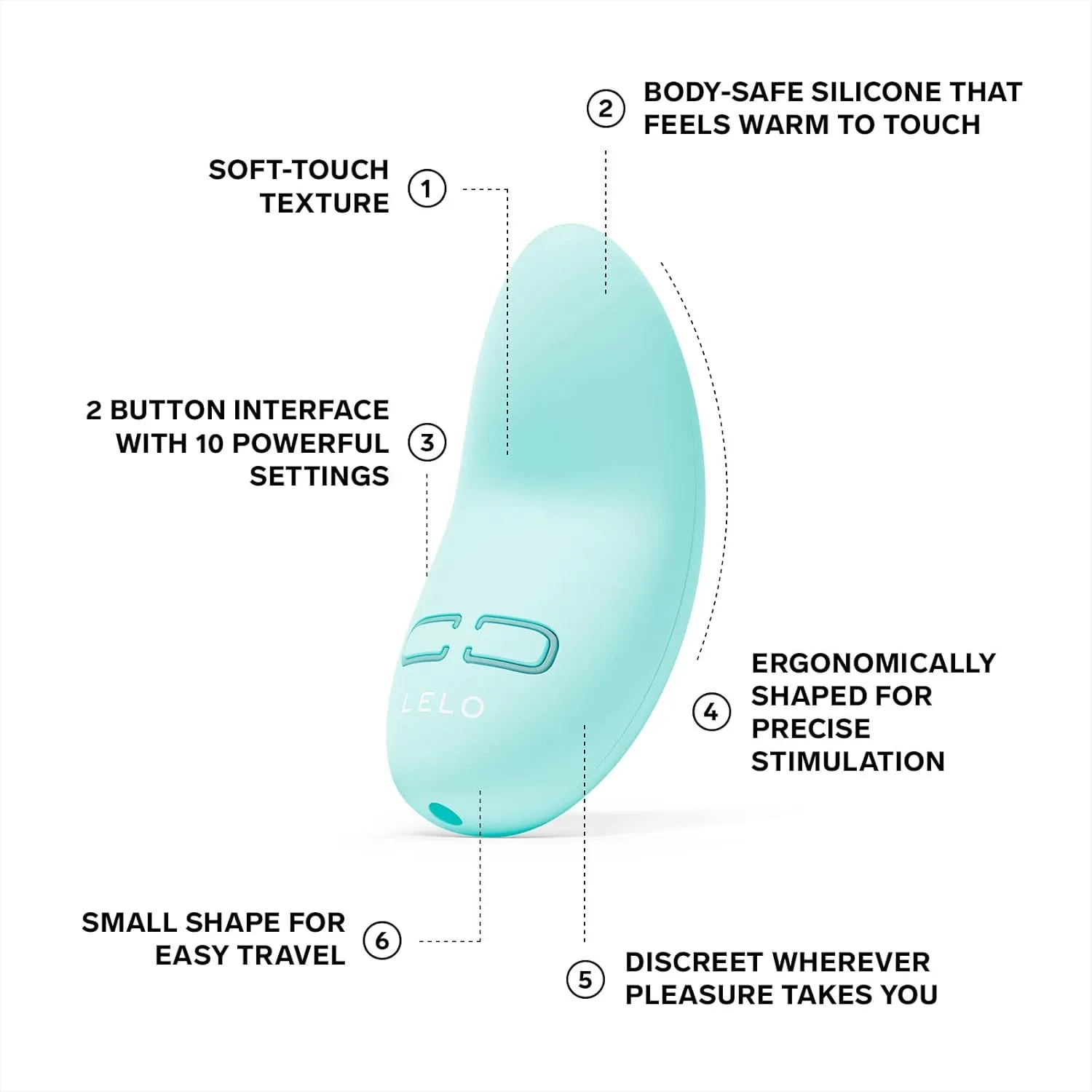 LELO Lily 3 Mini Vibrator for Women Discreet Vibrator Mini Bullet Vibrator with 10 Pleasure Settings Waterproof Vibrator Design, Polar Green