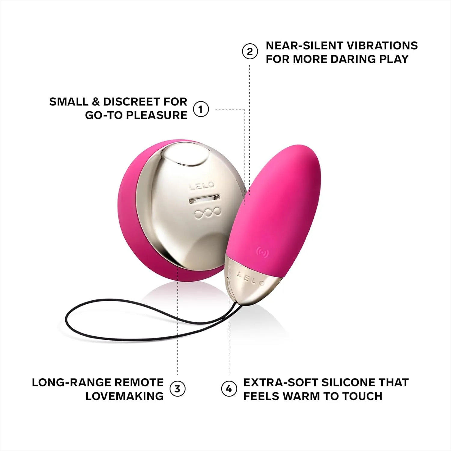 LELO LYLA 2 Bullet Vibrator for Women, Silicone Handheld Massage Toy with Sense Motion Technology, Remote Control Vibrator, Bullet Egg Vibrator, Vibrating Egg Sex Toy, Cerise