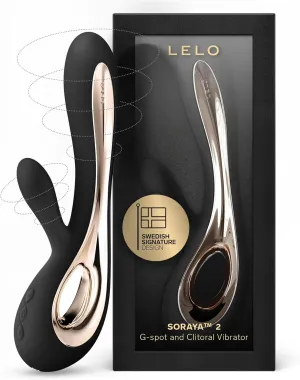 LELO Soraya 2 Rabbit Vibrator for Women Rabbit Sex Toy Massager for Clitoral and G Spot Pleasure, Waterproof & Wireless Toys for Her Adult Pleasure, Black