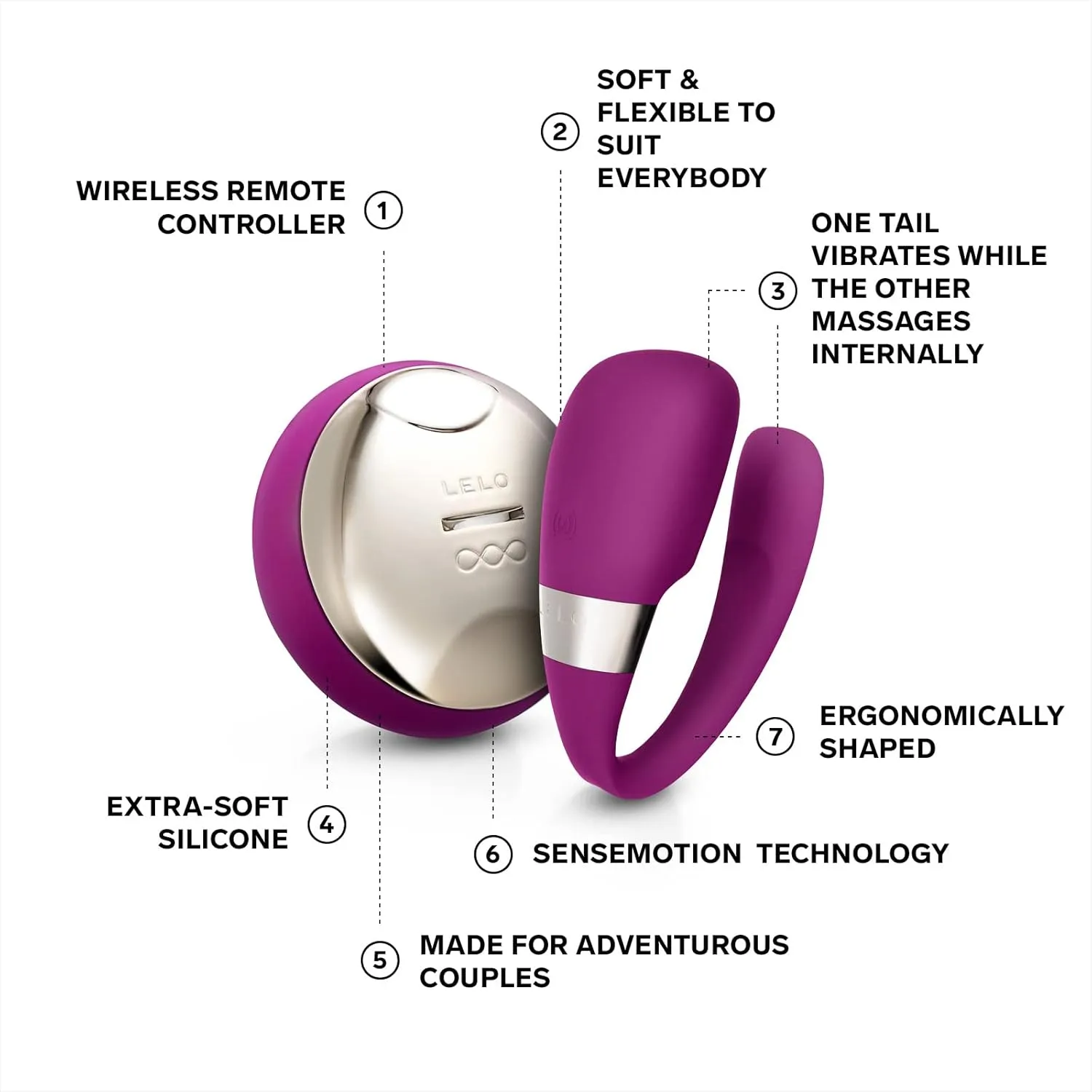 LELO TIANI 3, Couples Vibrator, Remote Controled Sex Toy for Adults, Couple Sex Toy Wireless and Hands-Free Vibrator Satisfaction Adult Sex Toys for Women and Men, Deep Rose