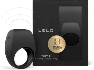 LELO TOR 2 Intimate Vibrating Cock Ring, Reusable Sex Toys for Couples, Love-Ring with 29 mm / 1.1 inch Diameter for More Bedroom Fun, Black