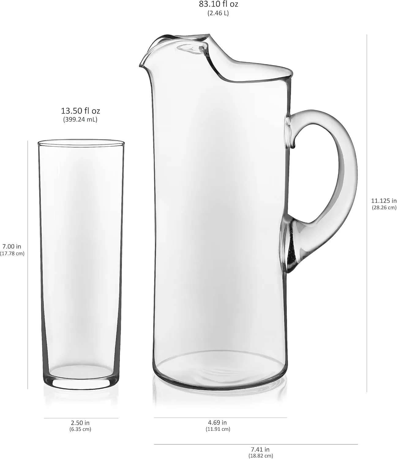 Libbey Modern Bar Highball Glasses Set of 6 and Pitcher, Tall, Bold Cocktail Glass, Pitcher Set, Glassware Sets for Boozy Brunch, Breakfast and More
