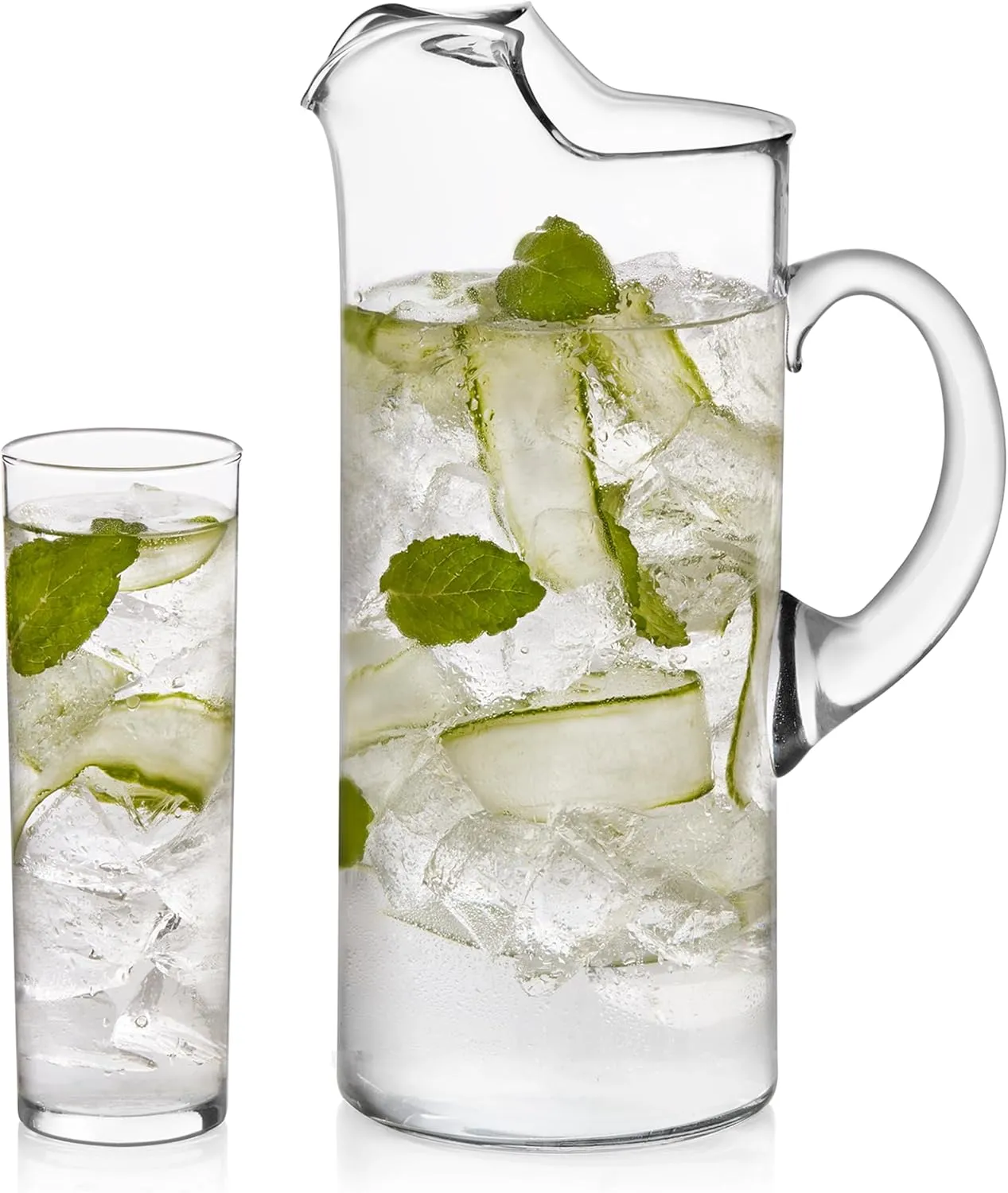 Libbey Modern Bar Highball Glasses Set of 6 and Pitcher, Tall, Bold Cocktail Glass, Pitcher Set, Glassware Sets for Boozy Brunch, Breakfast and More
