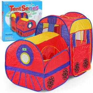 Liberty Imports Kids Pop Up Play Tent - Foldable Indoor and Outdoor Locomotive Train Playhouse for Toddlers, Boys and Girls