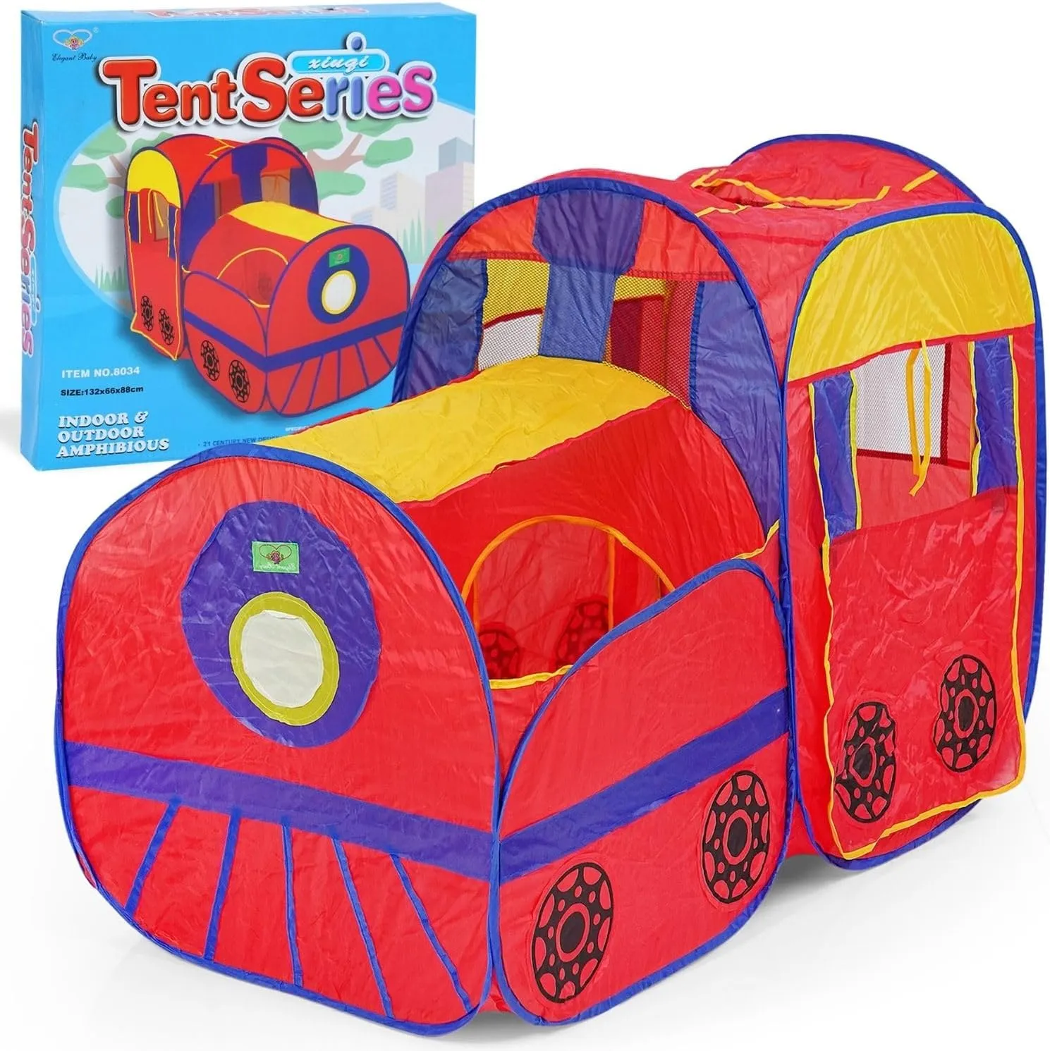 Liberty Imports Kids Pop Up Play Tent - Foldable Indoor and Outdoor Locomotive Train Playhouse for Toddlers, Boys and Girls