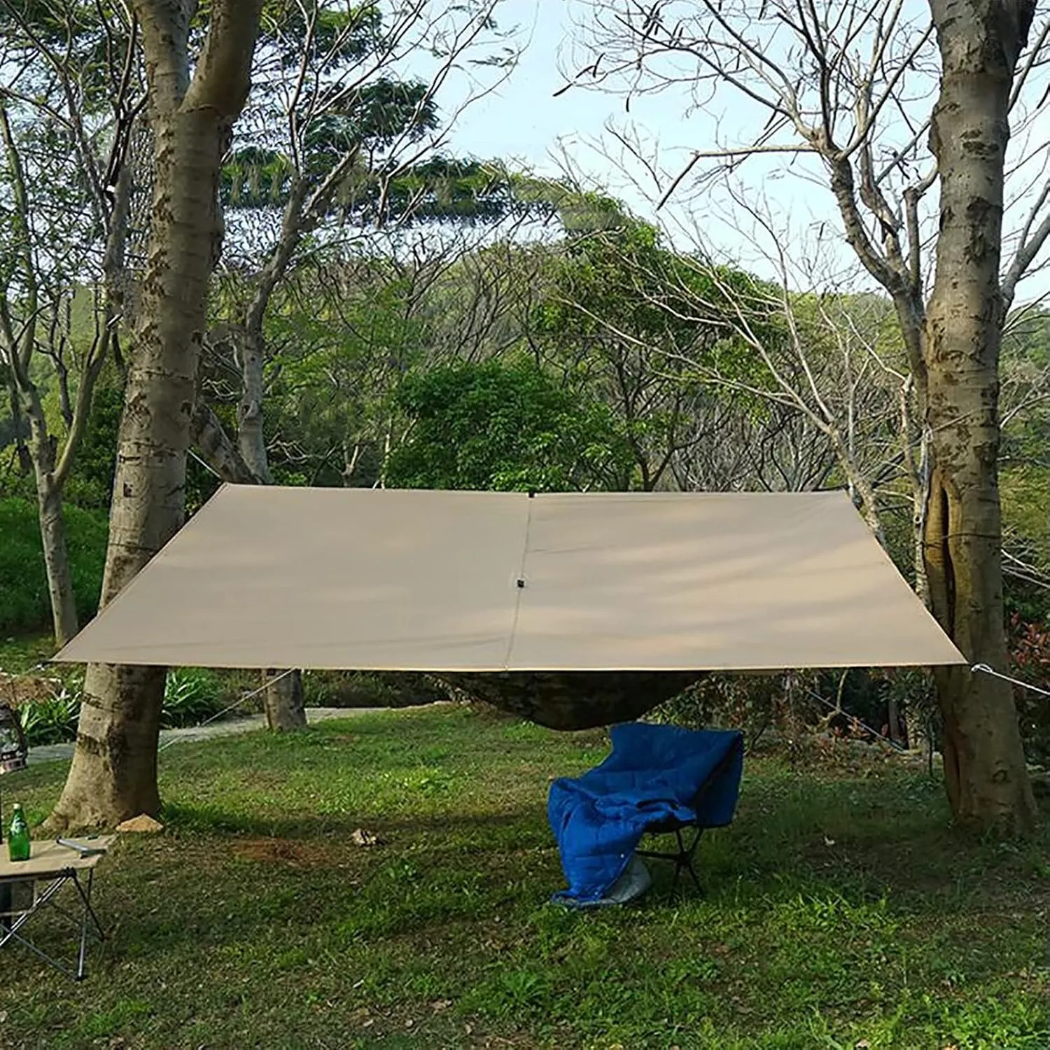 Lightweight Camping Tarp Waterproof, 10x12 ft Portable Hammock Tarp Tent, Premium Rain Fly, Sunscreen Awning Canopy with Silver Coating, Bushcraft Survival Shelter for Hiking & Backpacking