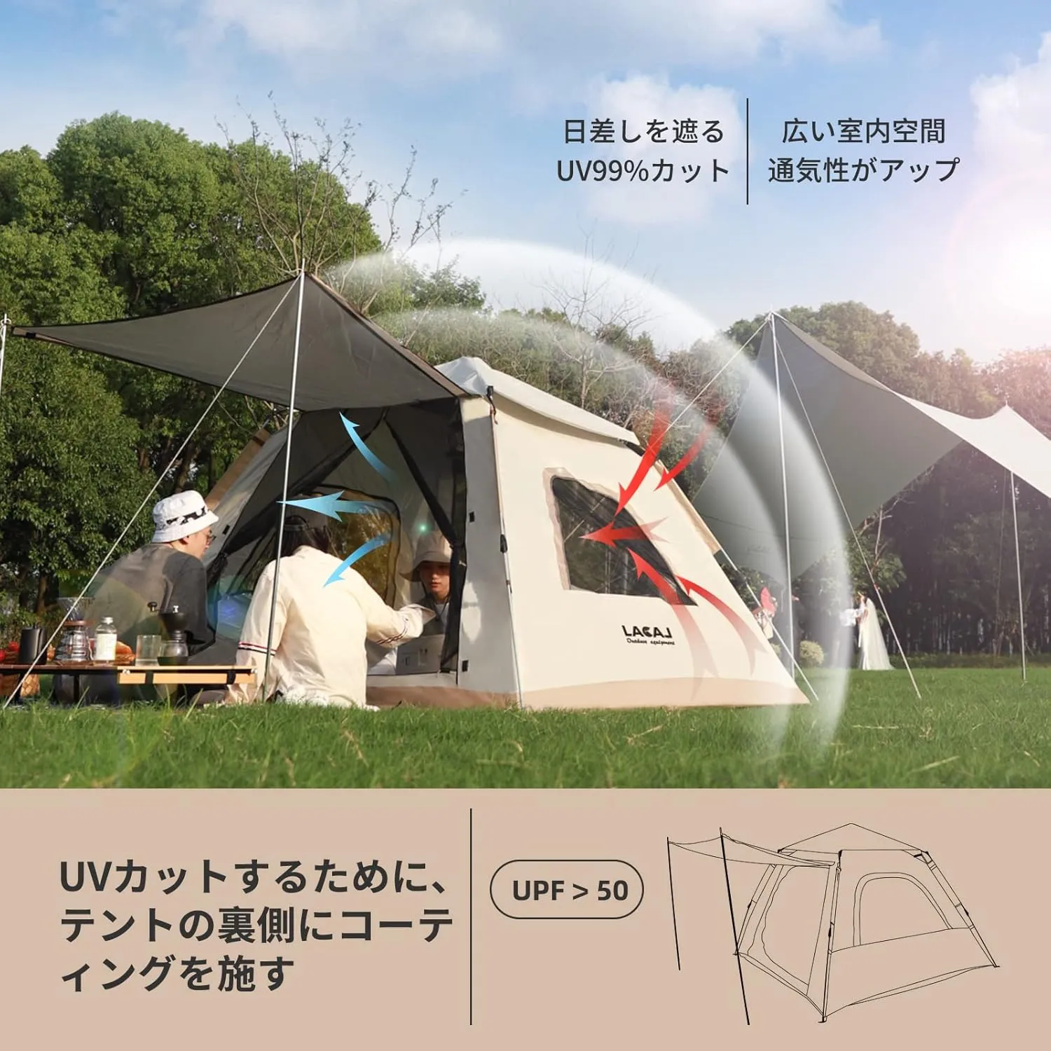 Lightweight Instant Tent for 2 Persons - Waterproof, Windproof, UV Protection - Portable for Outdoor Hunting, Hiking
