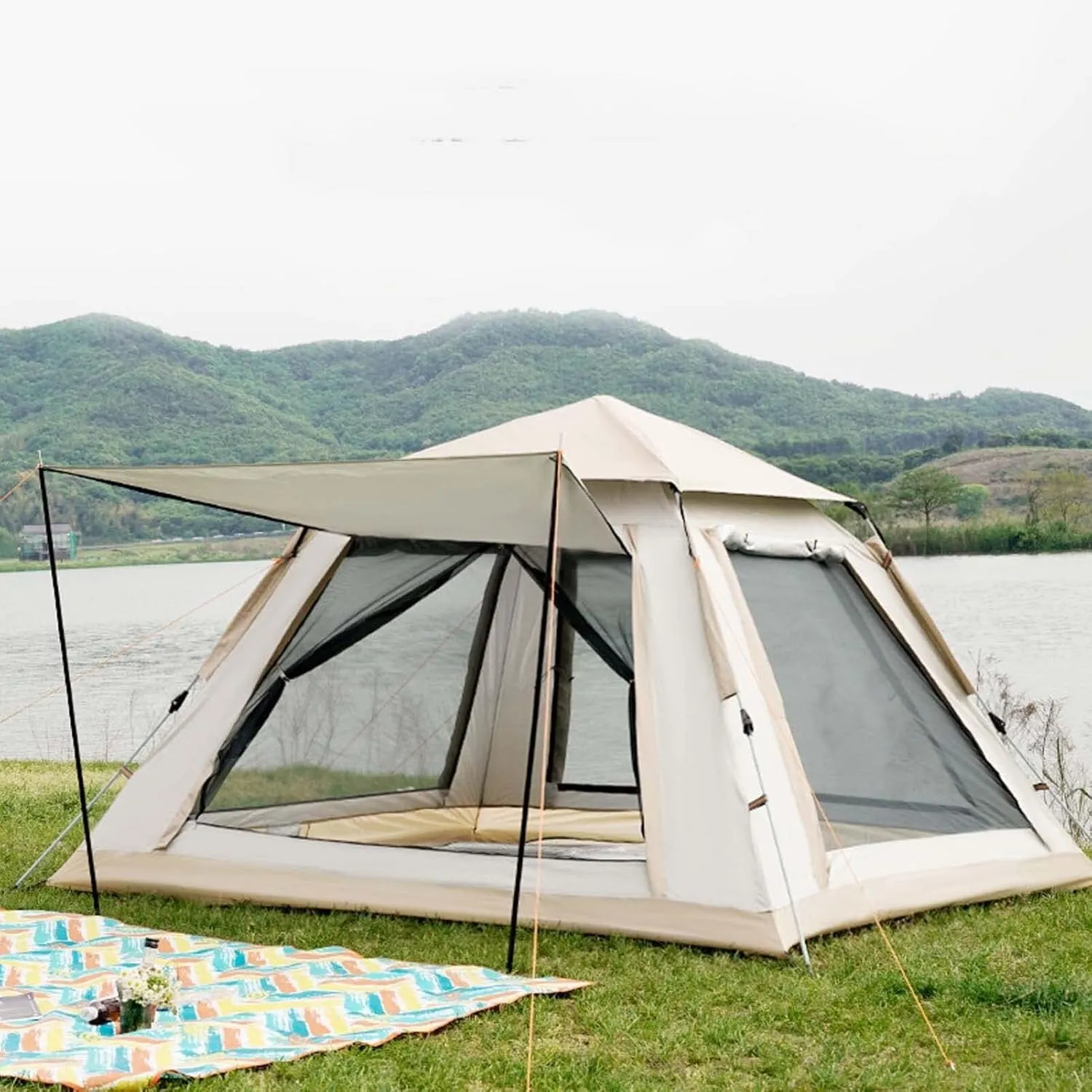Lightweight Pop Up Camping Tent for 2/4/6 People, Instant Setup Waterproof, UV Protection, Windproof with Mesh Windows, Portable Backpacking Tent for Hiking, Outdoor, Family Adventures