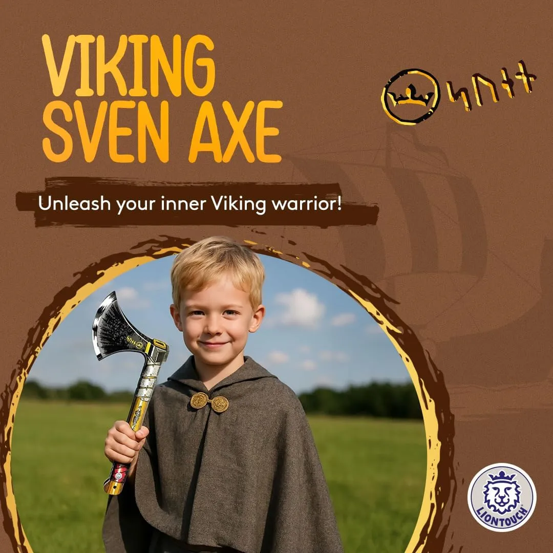 Liontouch - Viking Axe | for Boys Aged 3  Years | Workshop Master Sven's Authentic Viking Warrior Toys | Safe Medieval Weapon Accessory in Durable Foam for Little Berserkers' Roleplay & Costumes