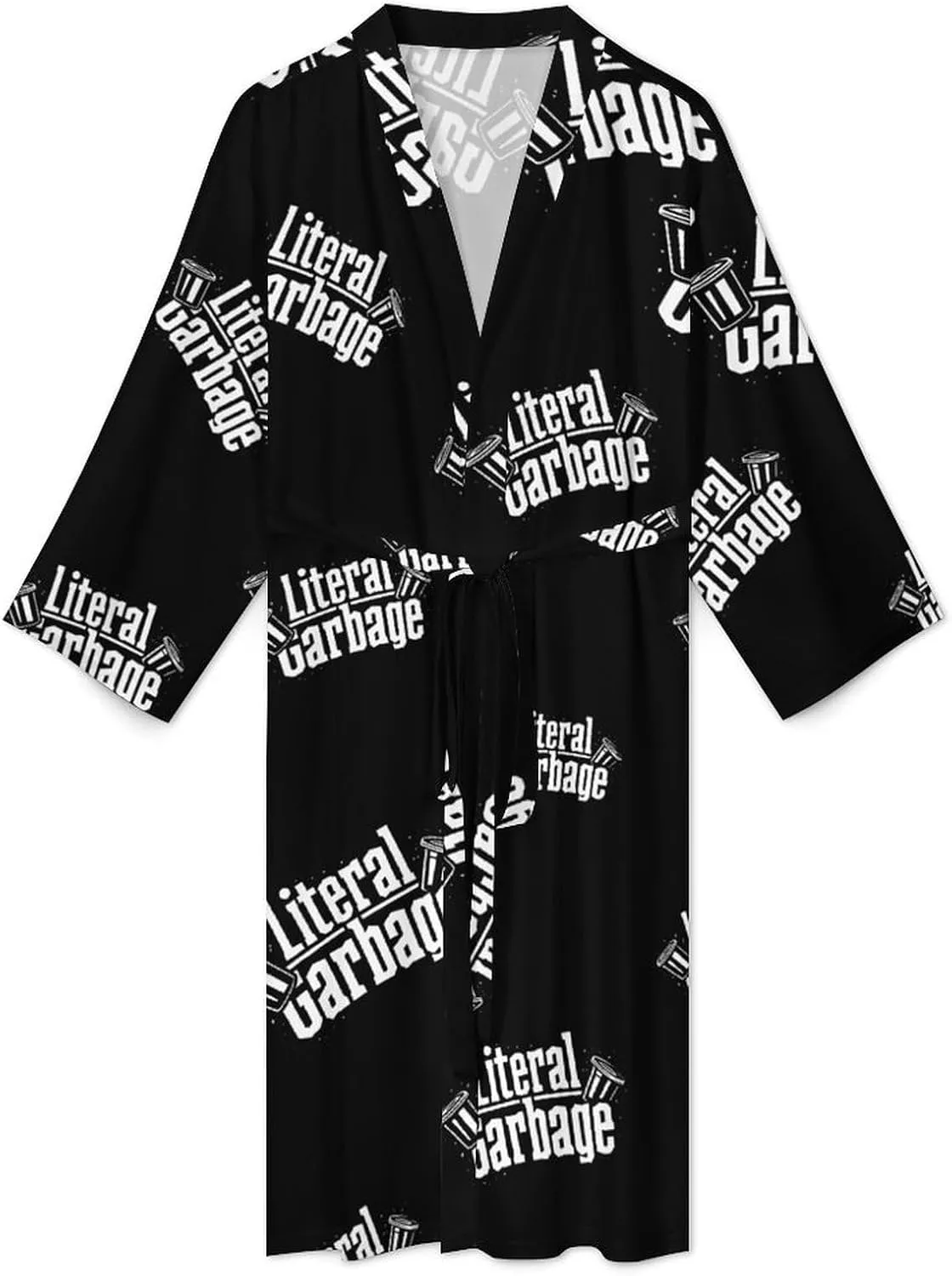 Literal Garbage Mens Robe Nightgown Lightweight Knee Long Bath Robe Spa Bathrobe Loungewear