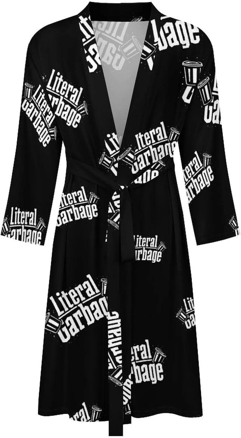 Literal Garbage Mens Robe Nightgown Lightweight Knee Long Bath Robe Spa Bathrobe Loungewear