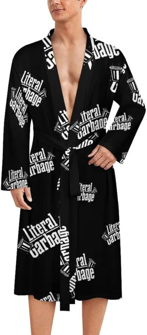 Literal Garbage Mens Robe Nightgown Lightweight Knee Long Bath Robe Spa Bathrobe Loungewear