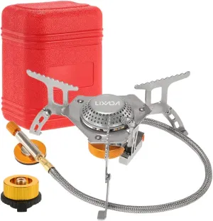 Lixada Outdoor Camping Cooking Big Power Windproof Gas Stove Butane Burner Mini Camping Cookware Portable Foldable Split Furnace 3200W for Picnic Hiking