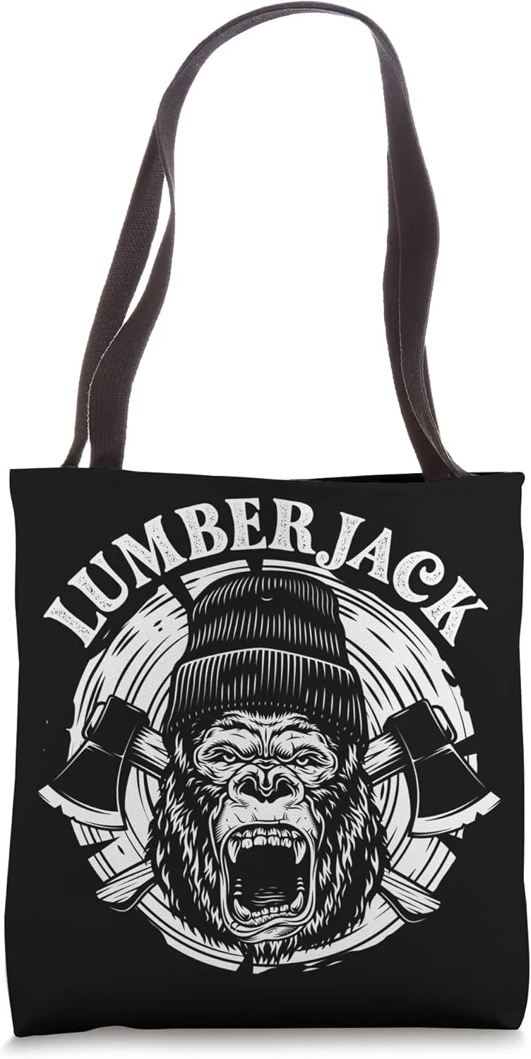 Lumberjack Gorilla Woodworker Lumberman Logger Forest Wood Tote Bag
