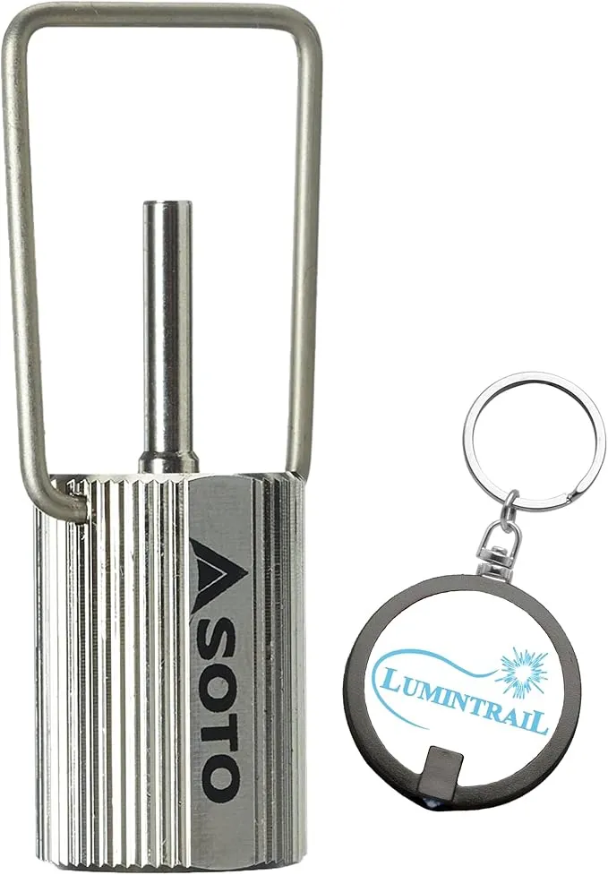 Lumintrail SOTO Fill Adapter for Butane Gas Bundle with Lumintrail Keychain Light - Adapter Tip for Camp Stove Fuel Burners, Torches, and Lighters