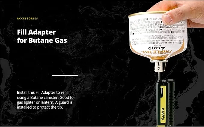 Lumintrail SOTO Fill Adapter for Butane Gas Bundle with Lumintrail Keychain Light - Adapter Tip for Camp Stove Fuel Burners, Torches, and Lighters